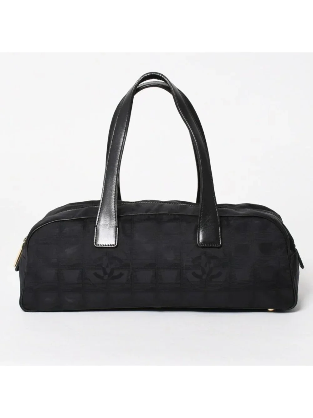 Chanel New Travel Line Mini Andbag Black CC Logo Nylon Jacquard Gold